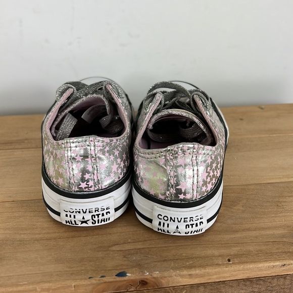Converse silver pink star low top all star chuck Taylor youth size 12 - Picture 6 of 8